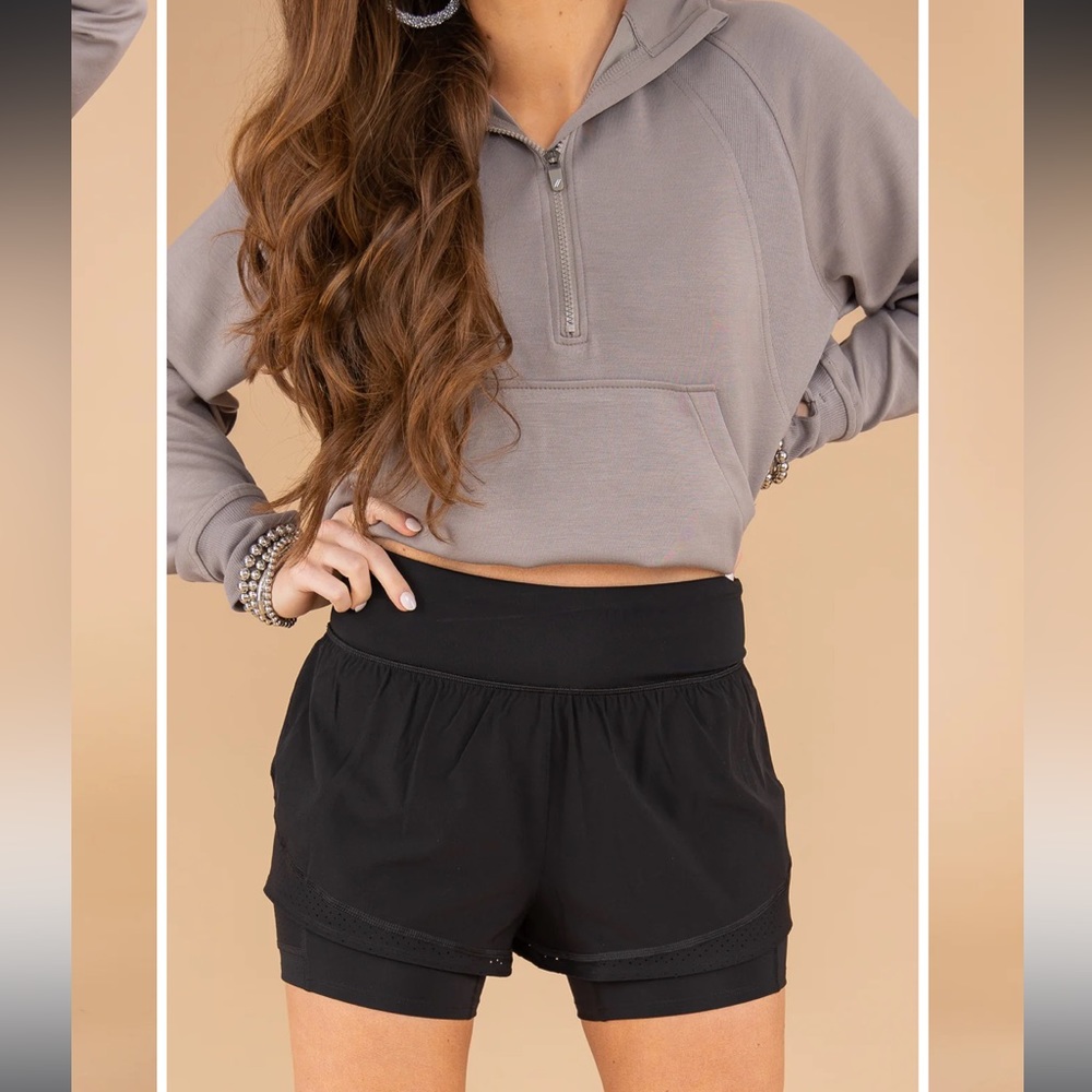 Spanx Get Moving Double Layer Shorts Xs Black Run… - image 1